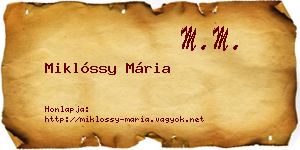Miklóssy Mária névjegykártya